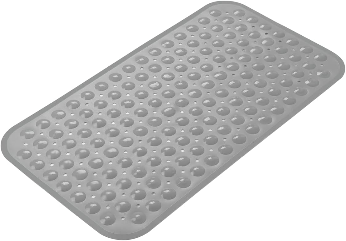 Eyrmat Non-Slip Bathtub Mat, with Suction Cups and Drain Holes, Machine Washable, Clear, 27.6 x 15 Inches