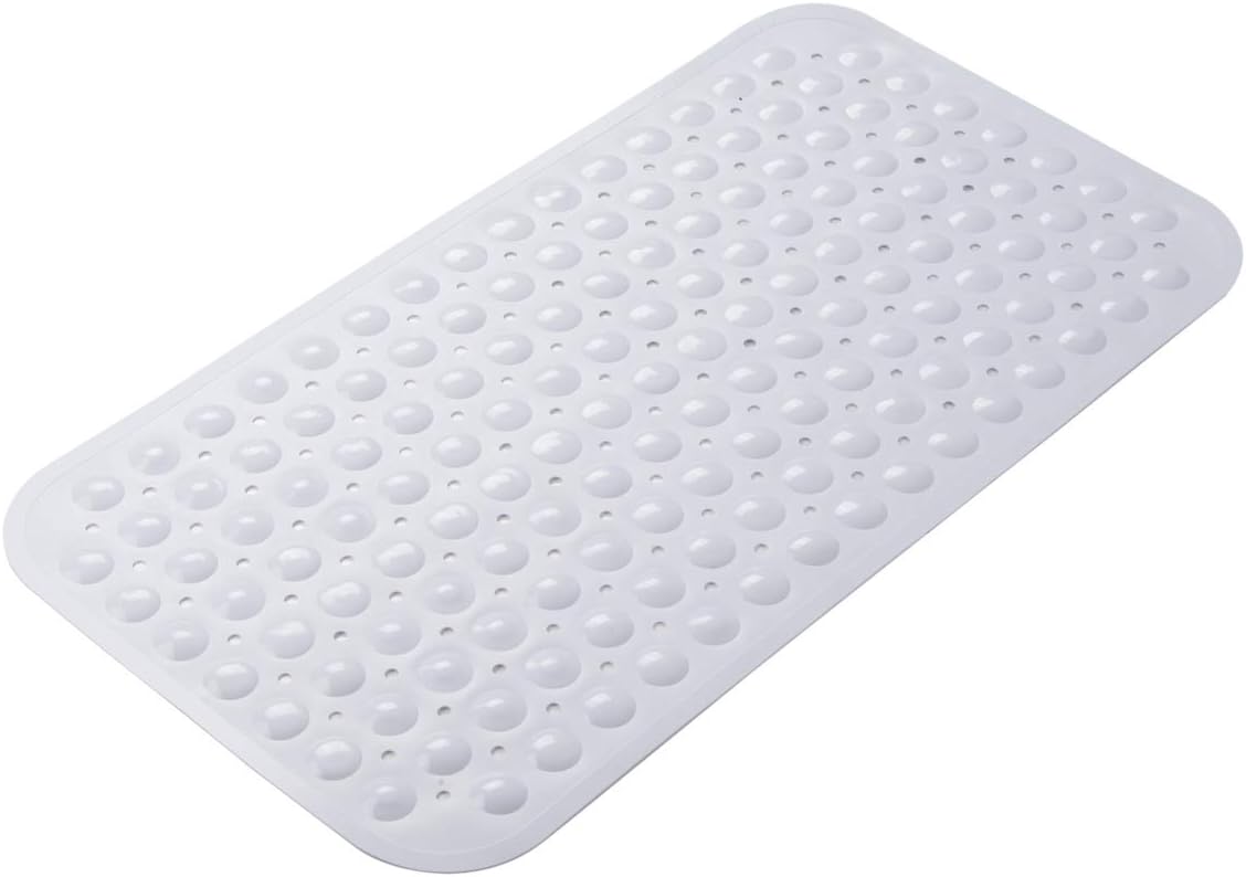 Eyrmat Non-Slip Bathtub Mat, with Suction Cups and Drain Holes, Machine Washable, Clear, 27.6 x 15 Inches