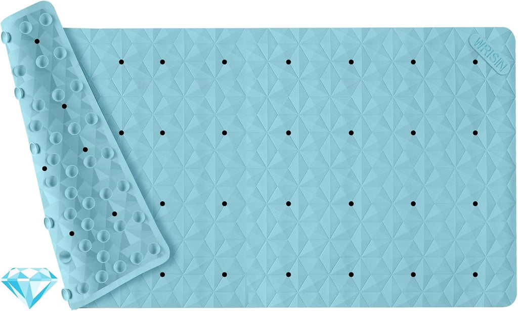 Eyrmat Non-Slip Bathtub Mat, Natural Rubber, 241 Suction Cups, Diamond Pattern, Machine Washable, 16 x 28 Inches