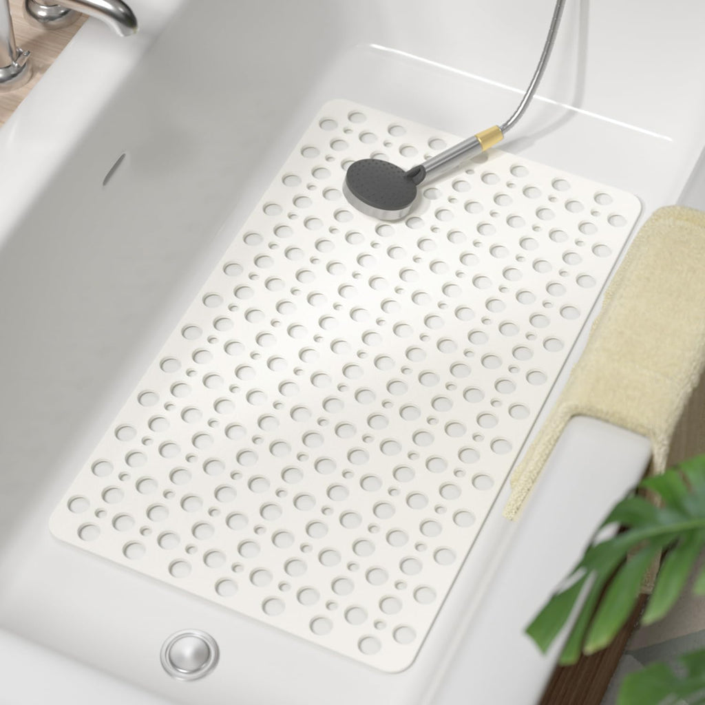 Eyrmat Non-Slip Bathtub Mat, TPE Material, with Suction Cups and Drainage Design, Blue, 28 x 15 Inches