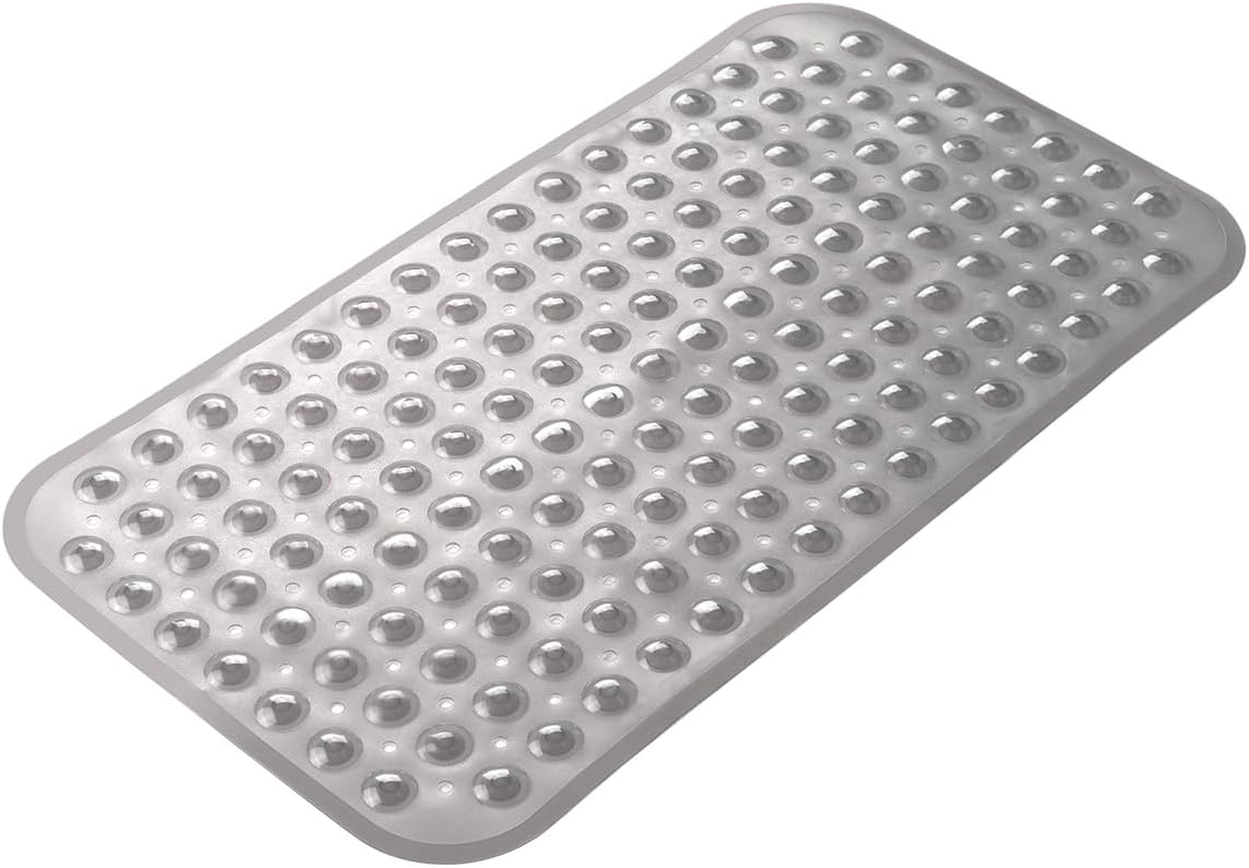 Eyrmat Non-Slip Bathtub Mat, with Suction Cups and Drain Holes, Machine Washable, Clear, 27.6 x 15 Inches