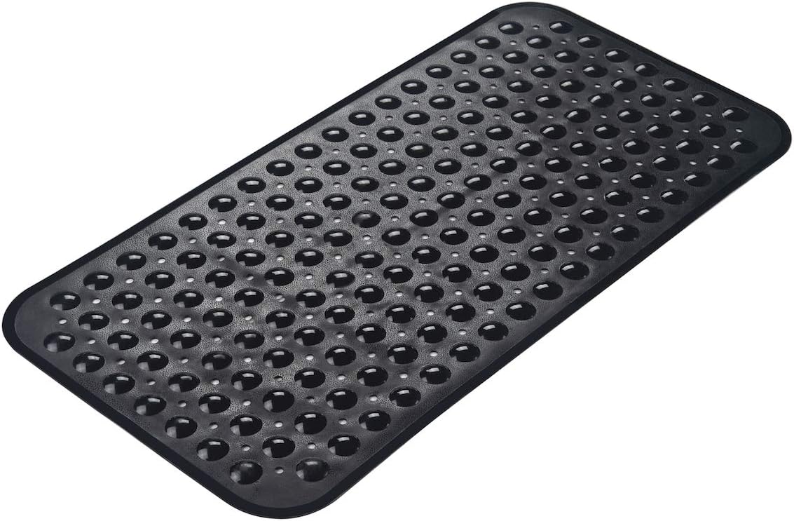 Eyrmat Non-Slip Bathtub Mat, with Suction Cups and Drain Holes, Machine Washable, Clear, 27.6 x 15 Inches