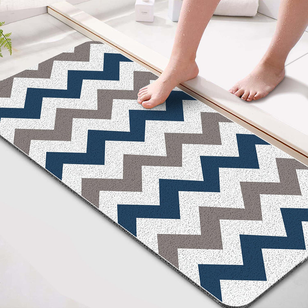 Eyrmat Non-Slip Shower Mat, No Suction Cups, PVC Loofah Material, Quick Drying, Grey, 15.7 x 36 Inches