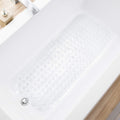 Eyrmat Non-Slip Bathtub Mat, Extra Long, with Drain Holes and Suction Cups, Machine Washable, Clear Grey, 39 x 16 Inches