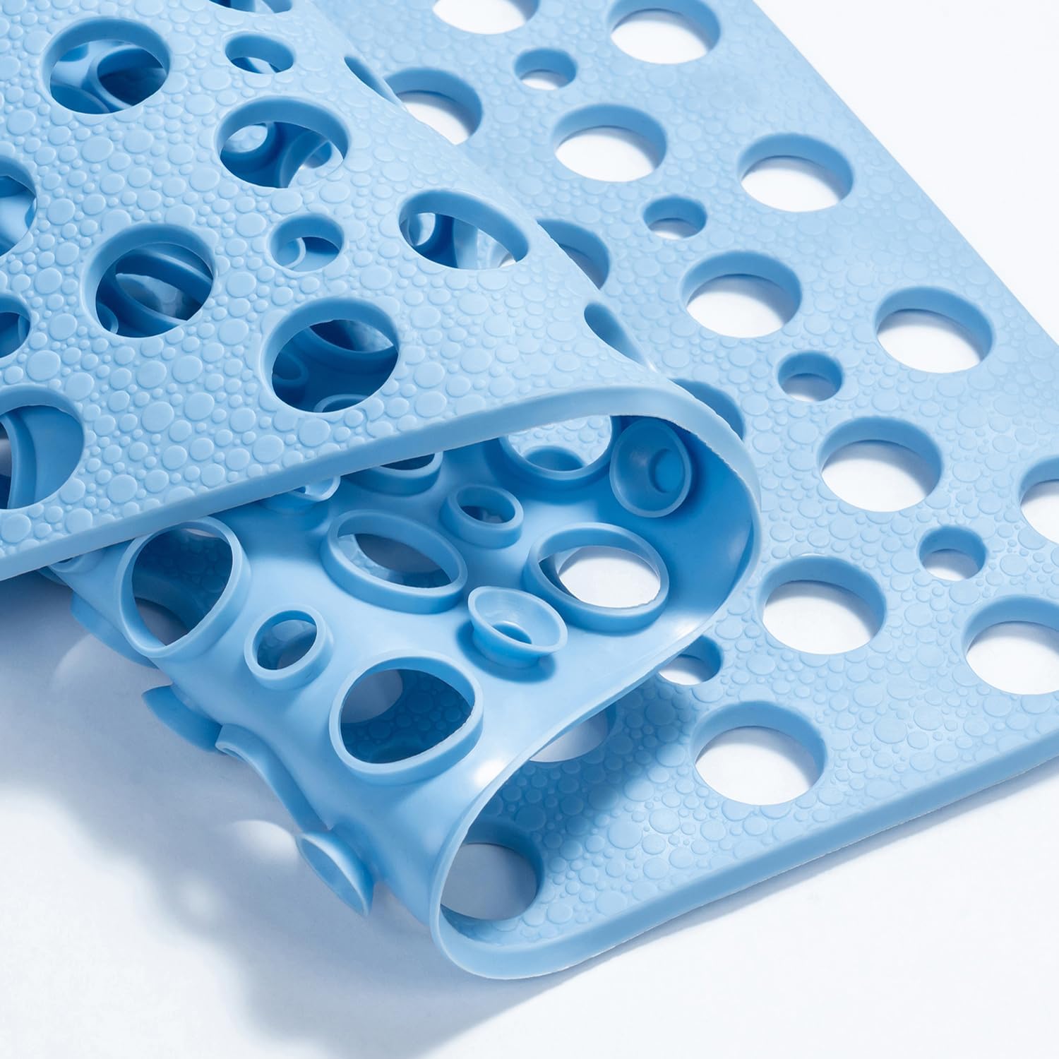 Eyrmat Non-Slip Bathtub Mat, TPE Material, with Suction Cups and Drainage Design, Blue, 28 x 15 Inches