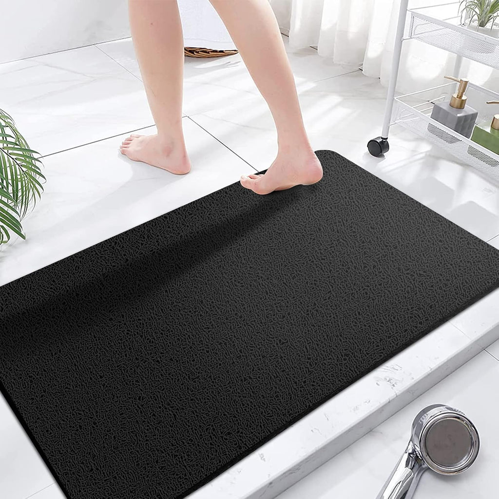 Eyrmat Non-Slip Shower Mat, No Suction Cups, PVC Loofah Material, Quick Drying, Grey, 15.7 x 36 Inches