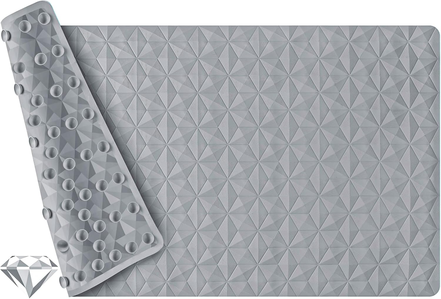 Eyrmat Non-Slip Bathtub Mat, Natural Rubber, 241 Suction Cups, Diamond Pattern, Machine Washable, 16 x 28 Inches