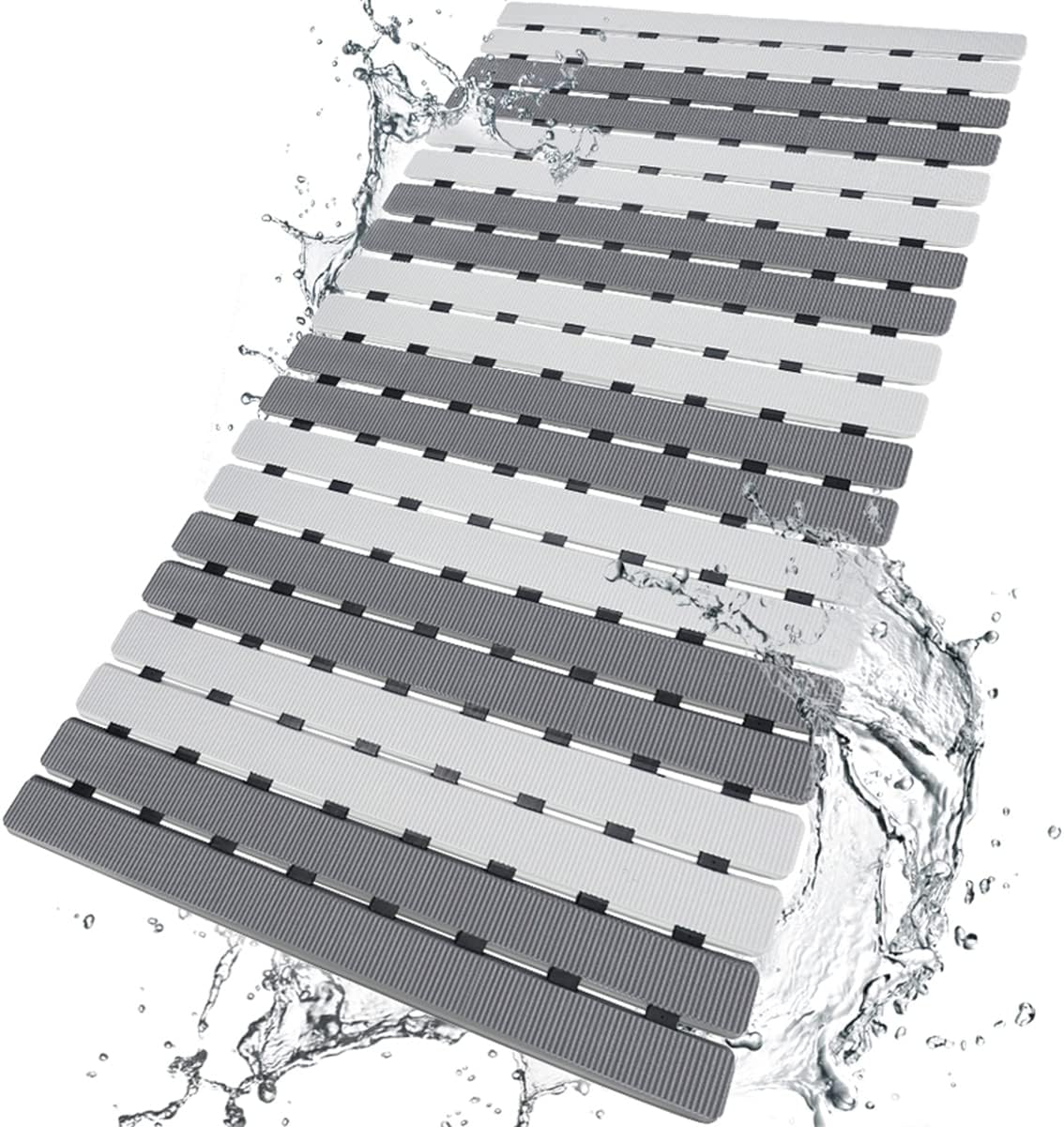 Eyrmat Non-Slip Bathtub Mat, with Suction Cups and Drain Holes, Trimmable Design, 27.5 x 15.7 Inches