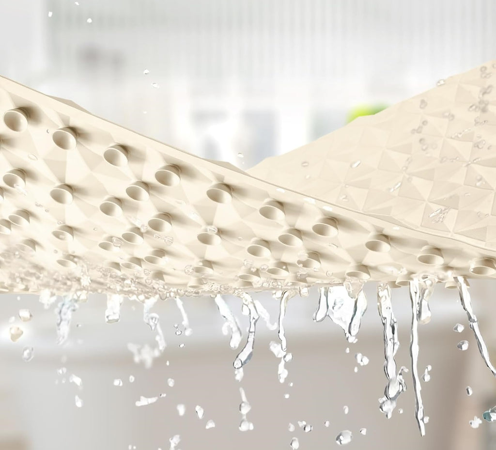 Eyrmat Non-Slip Bathtub Mat, Natural Rubber, 241 Suction Cups, Diamond Pattern, Machine Washable, 16 x 28 Inches