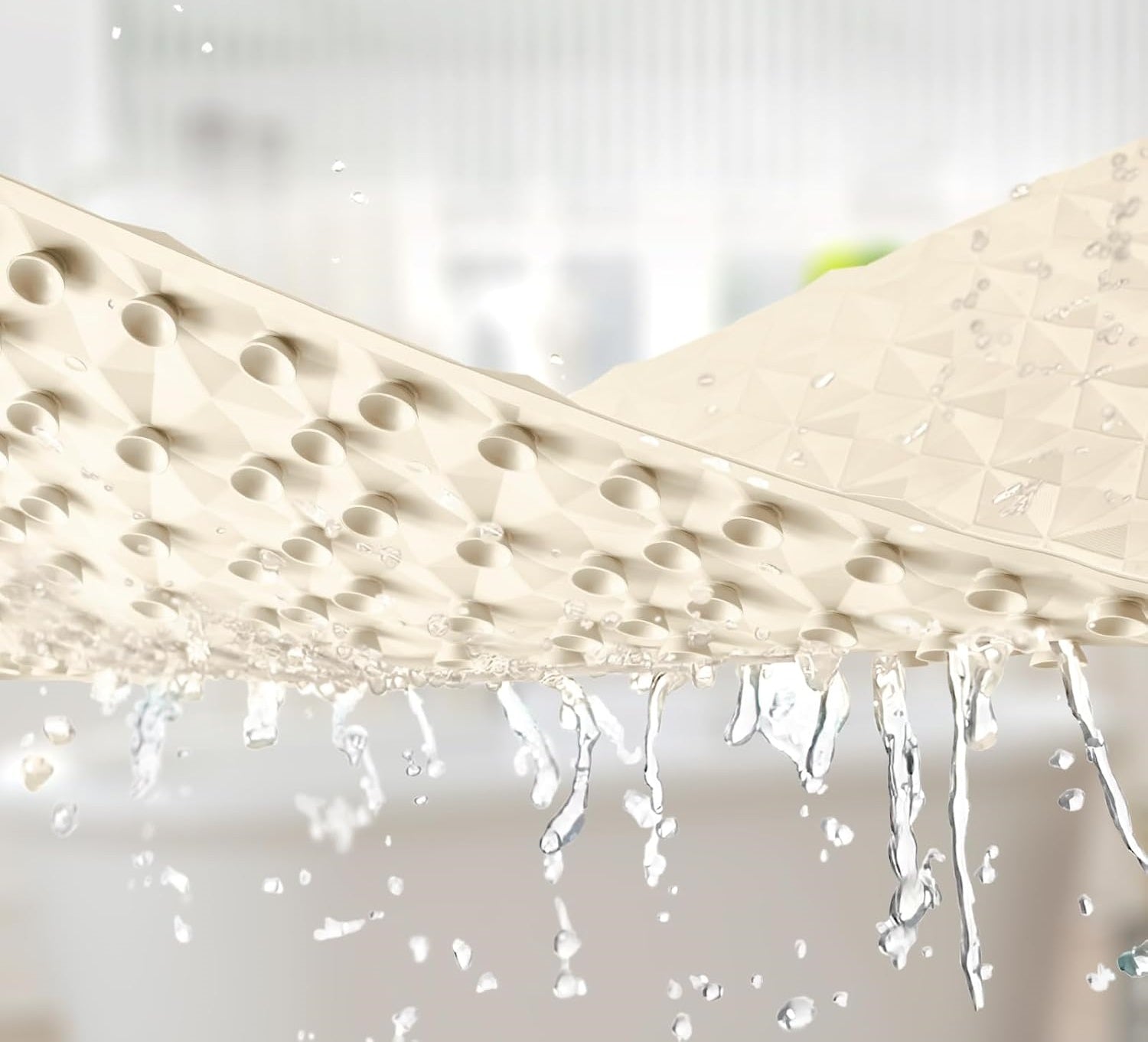 Eyrmat Non-Slip Bathtub Mat, Natural Rubber, 241 Suction Cups, Diamond Pattern, Machine Washable, 16 x 28 Inches