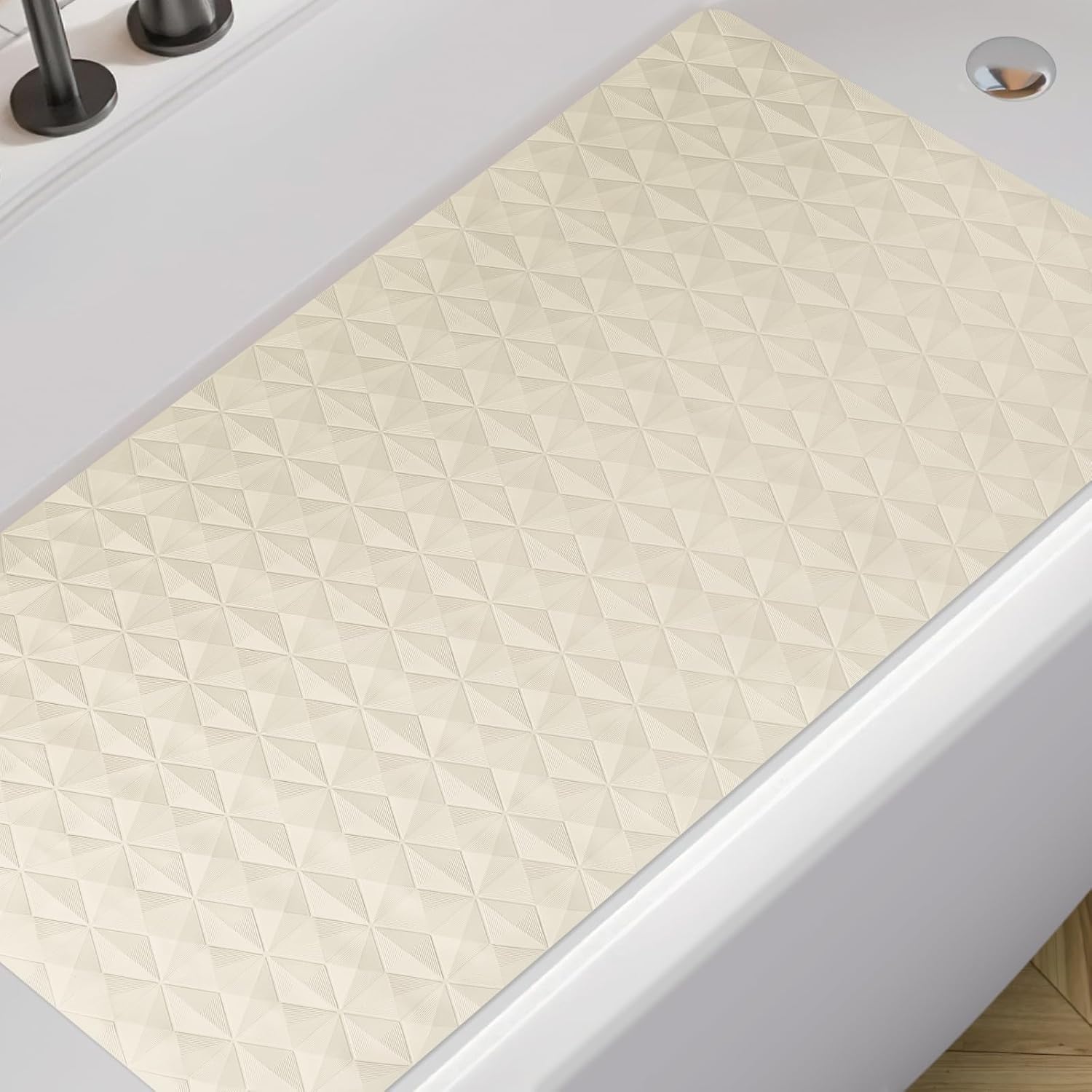 Eyrmat Non-Slip Bathtub Mat, Natural Rubber, 241 Suction Cups, Diamond Pattern, Machine Washable, 16 x 28 Inches