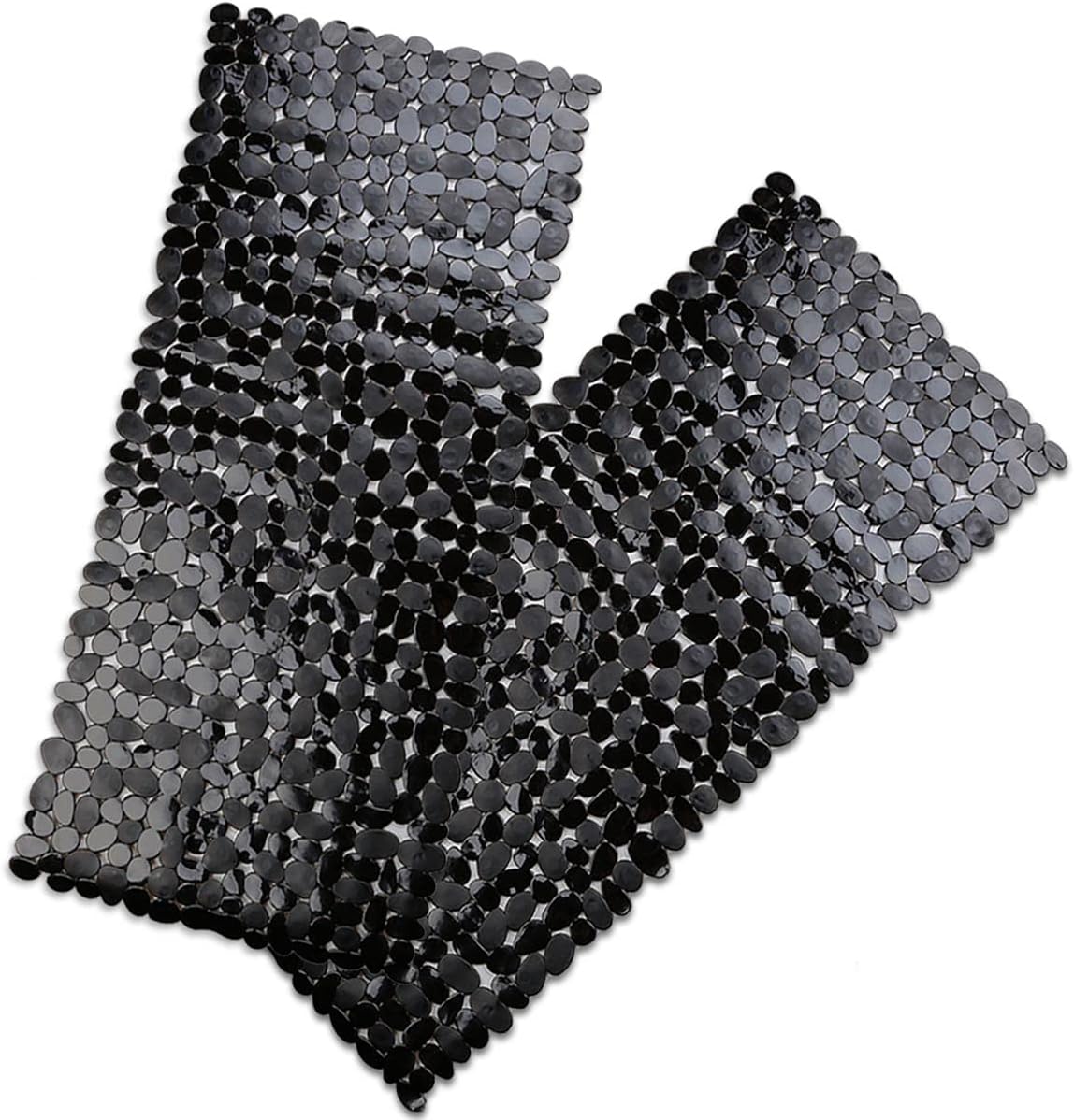 Eyrmat Non-Slip Pebble Bathtub Mat, Black, 16 x 35 Inches, with Drain Holes and Suction Cups, for Smooth Tubs