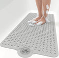 Eyrmat Non-Slip Bathtub Mat, with Hair Catcher and Large Drain Holes, Machine Washable, Grey, 39 x 17 Inches