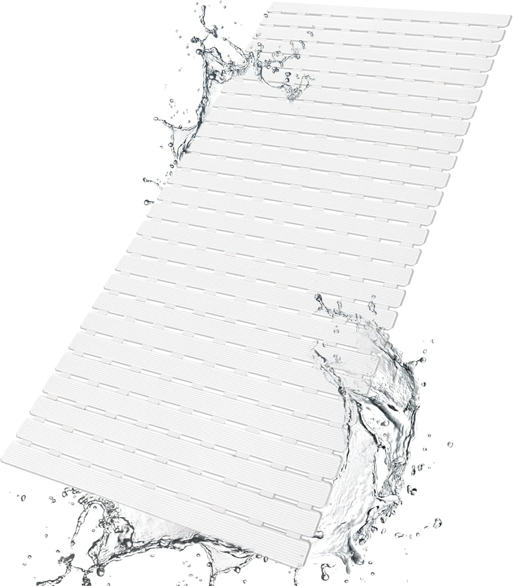 Eyrmat Non-Slip Bathtub Mat, with Suction Cups and Drain Holes, Trimmable Design, 27.5 x 15.7 Inches