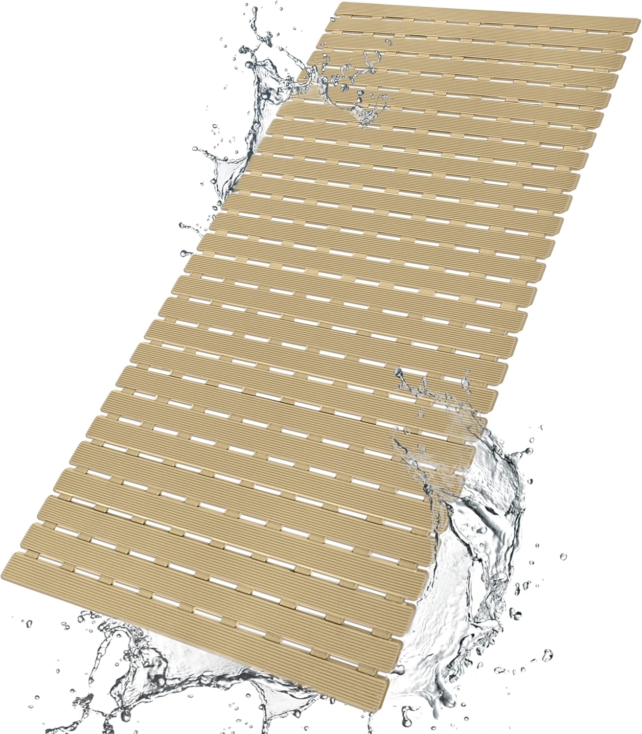 Eyrmat Non-Slip Bathtub Mat, with Suction Cups and Drain Holes, Trimmable Design, 27.5 x 15.7 Inches