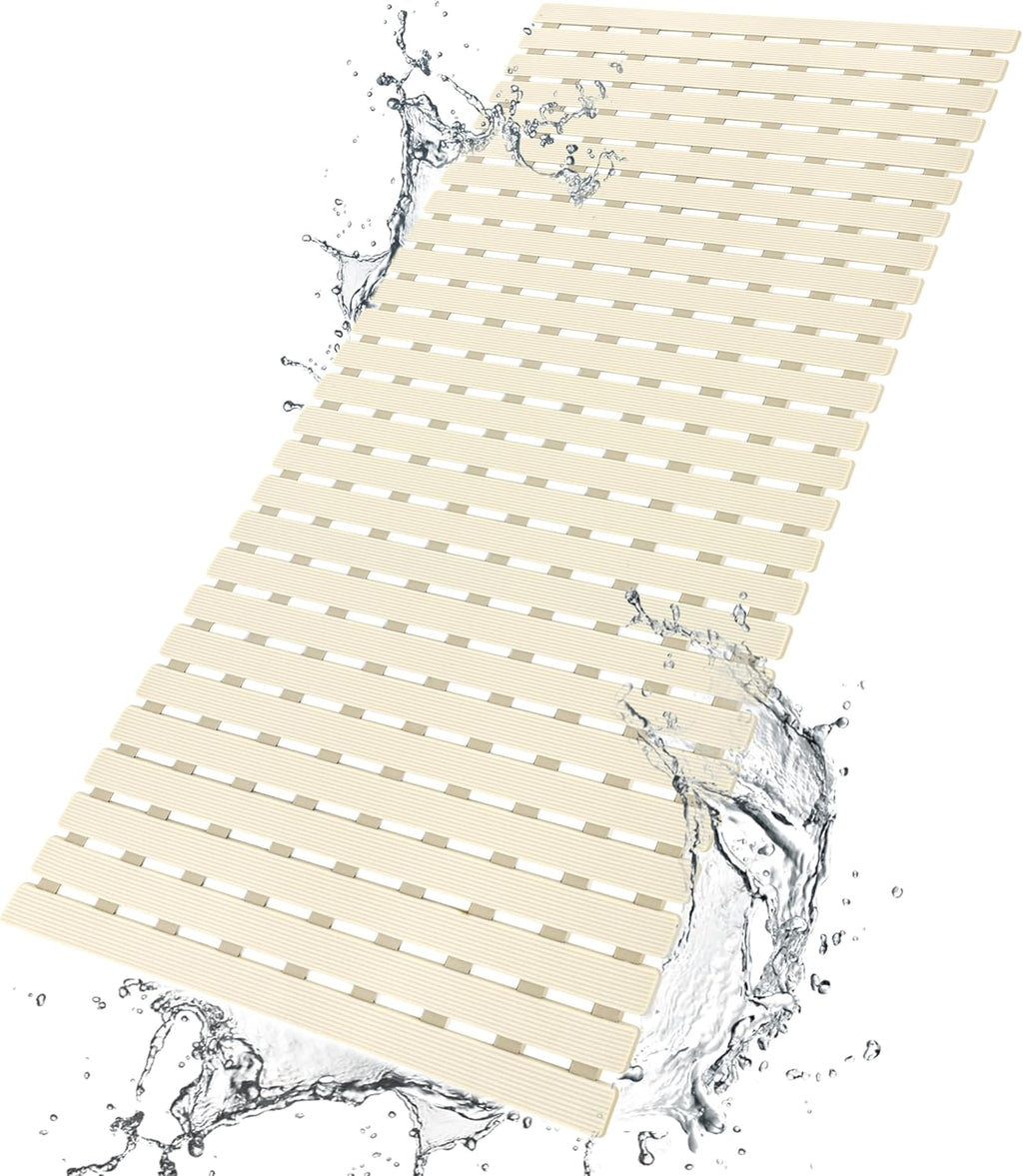 Eyrmat Non-Slip Bathtub Mat, with Suction Cups and Drain Holes, Trimmable Design, 27.5 x 15.7 Inches