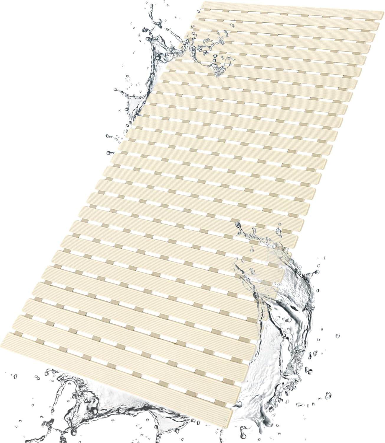 Eyrmat Non-Slip Bathtub Mat, with Suction Cups and Drain Holes, Trimmable Design, 27.5 x 15.7 Inches