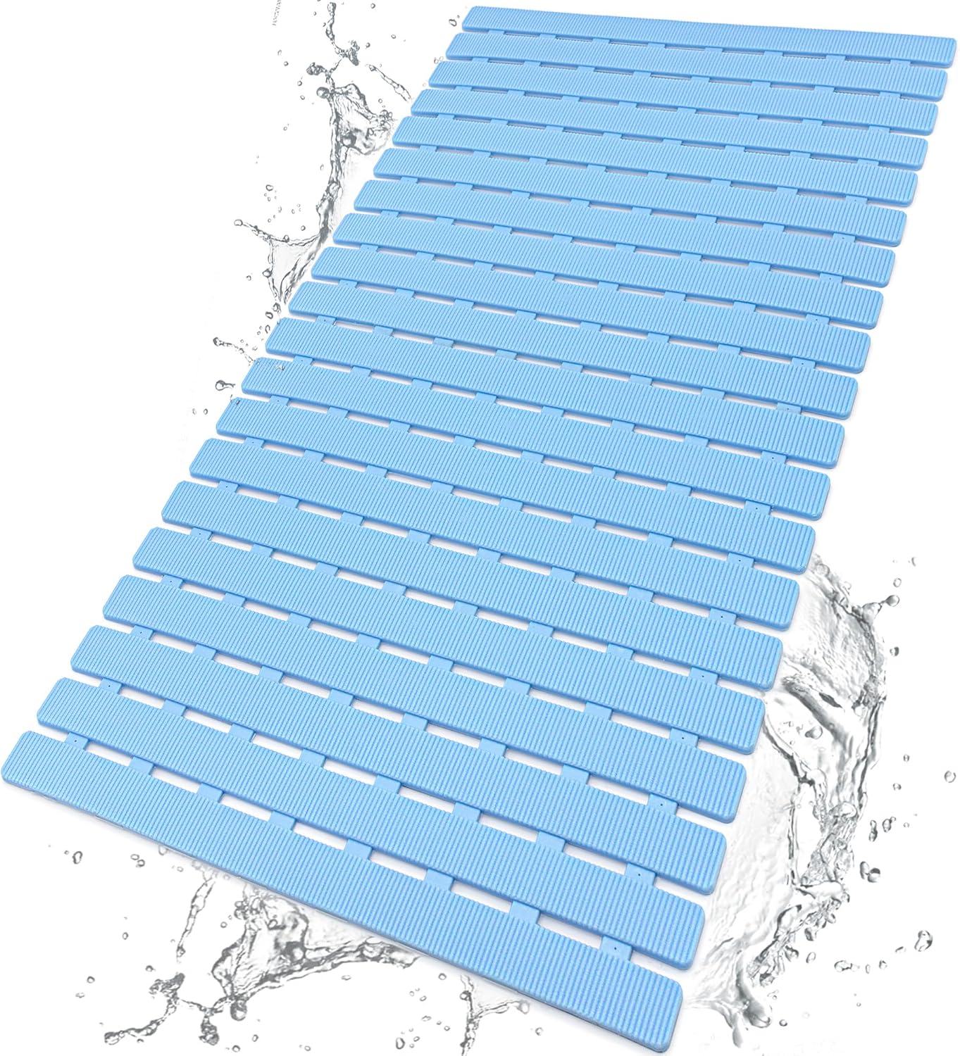 Eyrmat Non-Slip Bathtub Mat, with Suction Cups and Drain Holes, Trimmable Design, 27.5 x 15.7 Inches