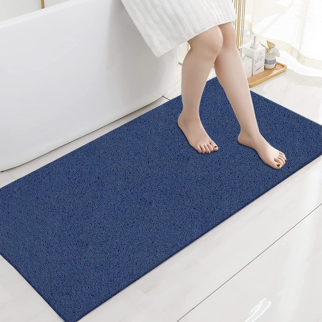 Eyrmat Non-Slip Shower Mat, No Suction Cups, PVC Loofah Material, Quick Drying, Grey, 15.7 x 36 Inches