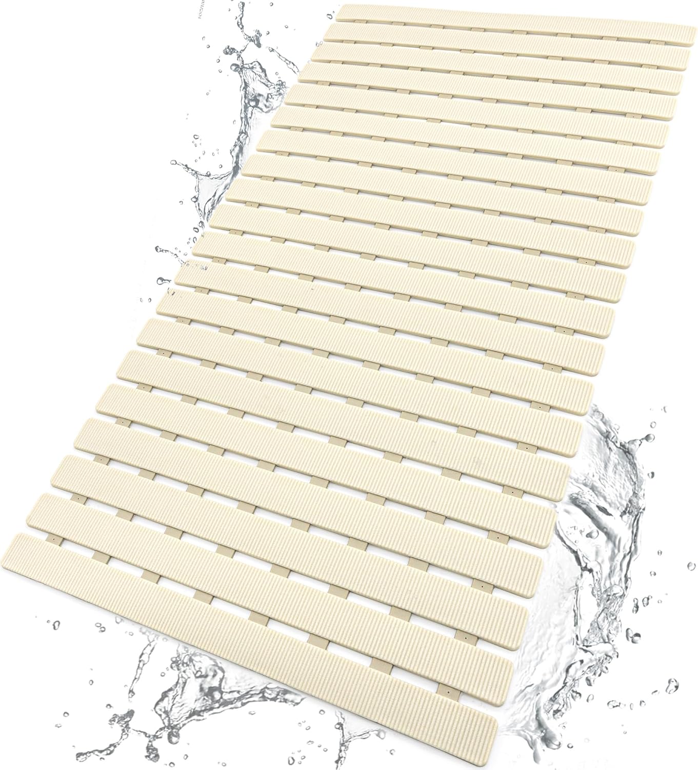 Eyrmat Non-Slip Bathtub Mat, with Suction Cups and Drain Holes, Trimmable Design, 27.5 x 15.7 Inches