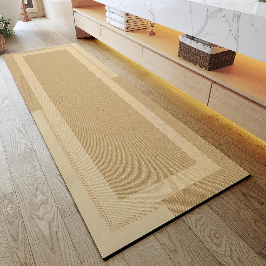 Eyrmat Non-Slip Bath Mat, Rubber Backing, Ultra Thin, Quick Dry, Absorbent, Washable, Gray, 16 x 24 Inches