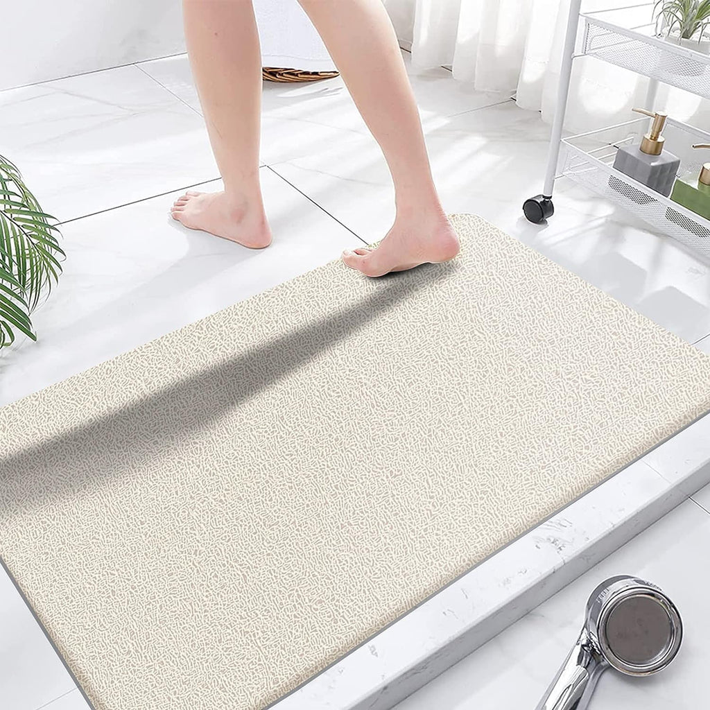 Eyrmat Non-Slip Shower Mat, No Suction Cups, PVC Loofah Material, Quick Drying, Grey, 15.7 x 36 Inches