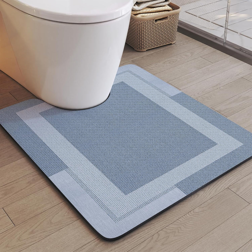 Eyrmat Non-Slip Bath Mat, Rubber Backing, Ultra Thin, Quick Dry, Absorbent, Washable, Gray, 16 x 24 Inches