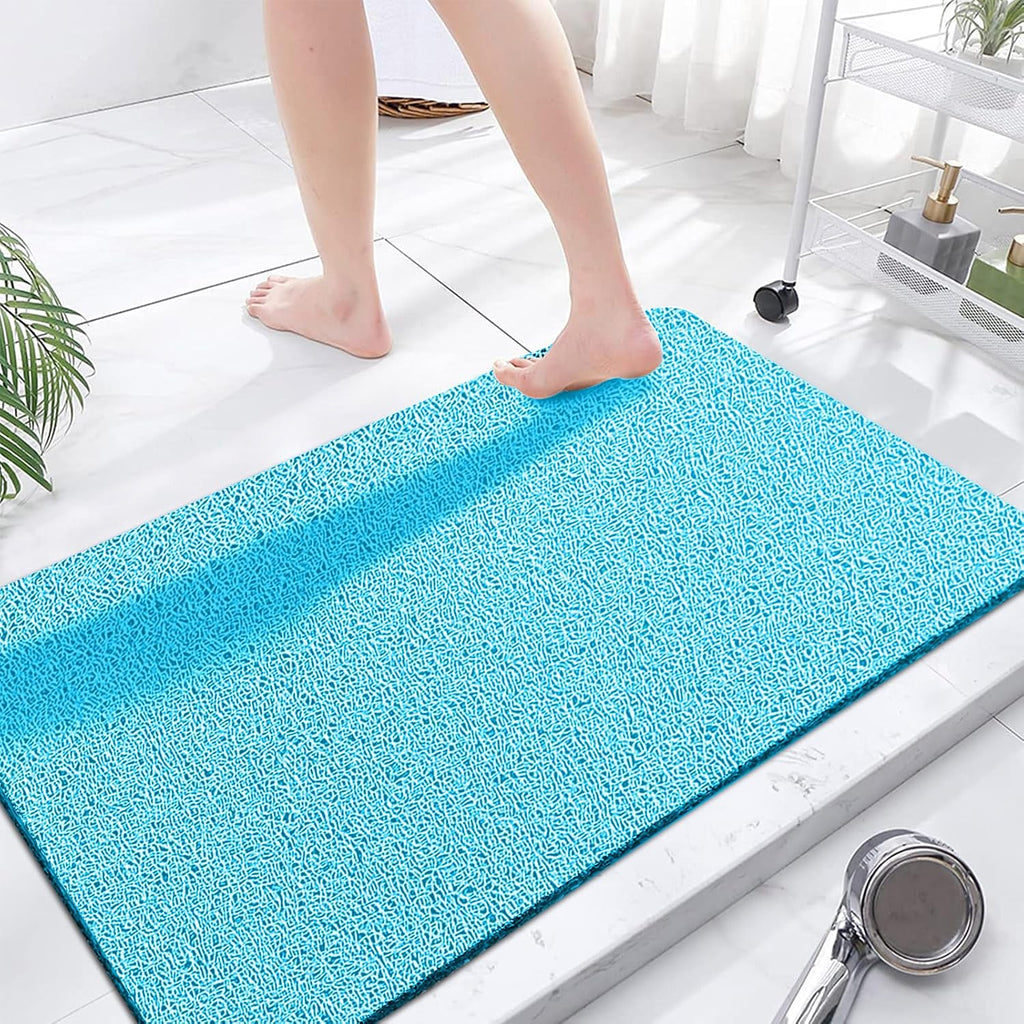 Eyrmat Non-Slip Shower Mat, No Suction Cups, PVC Loofah Material, Quick Drying, Grey, 15.7 x 36 Inches
