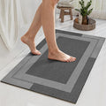 Eyrmat Non-Slip Bath Mat, Rubber Backing, Ultra Thin, Quick Dry, Absorbent, Washable, Gray, 16 x 24 Inches