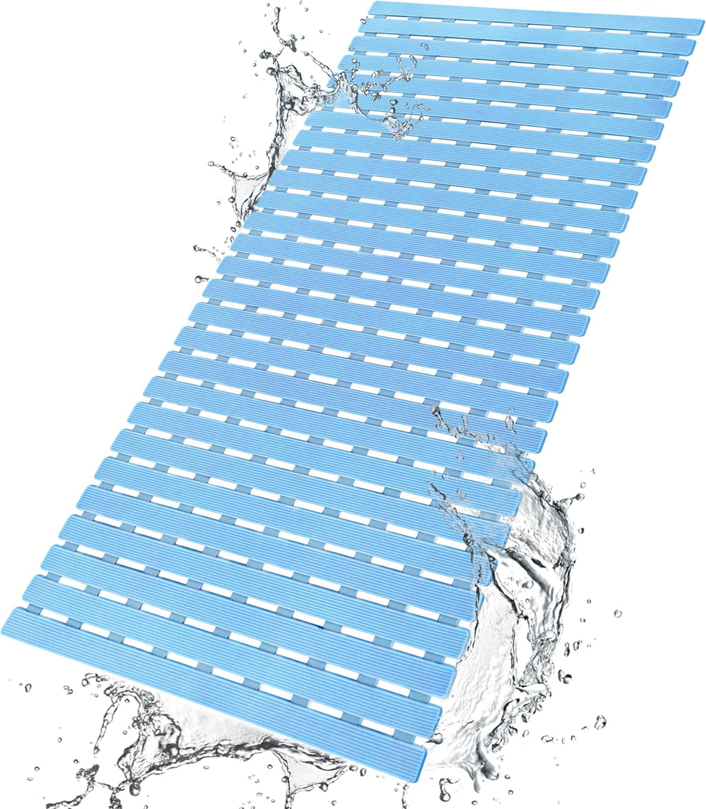 Eyrmat Non-Slip Bathtub Mat, with Suction Cups and Drain Holes, Trimmable Design, 27.5 x 15.7 Inches