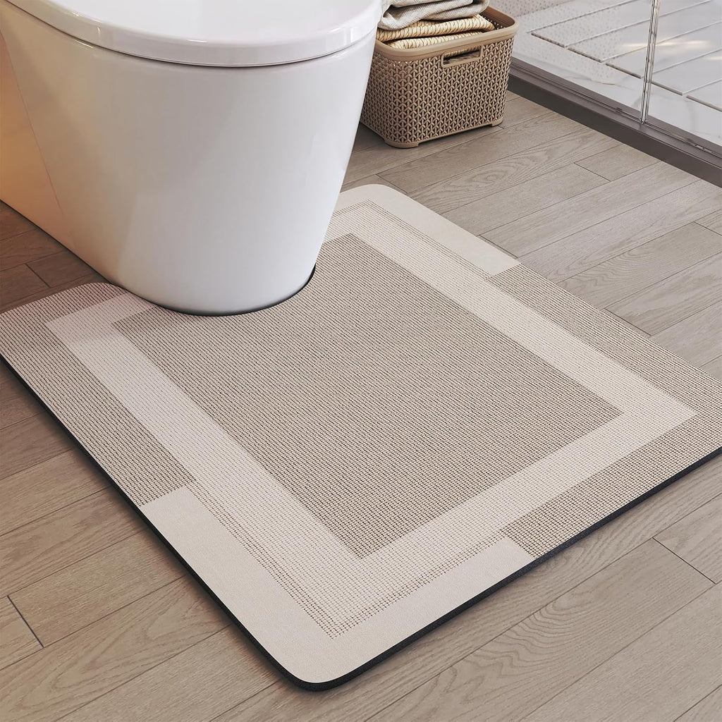 Eyrmat Non-Slip Bath Mat, Rubber Backing, Ultra Thin, Quick Dry, Absorbent, Washable, Gray, 16 x 24 Inches