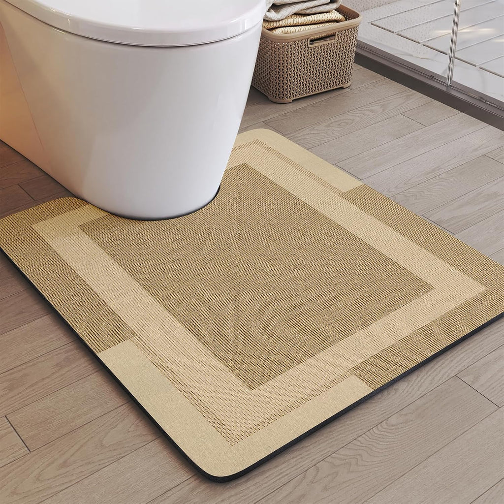 Eyrmat Non-Slip Bath Mat, Rubber Backing, Ultra Thin, Quick Dry, Absorbent, Washable, Gray, 16 x 24 Inches