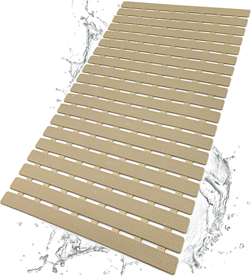 Eyrmat Non-Slip Bathtub Mat, with Suction Cups and Drain Holes, Trimmable Design, 27.5 x 15.7 Inches