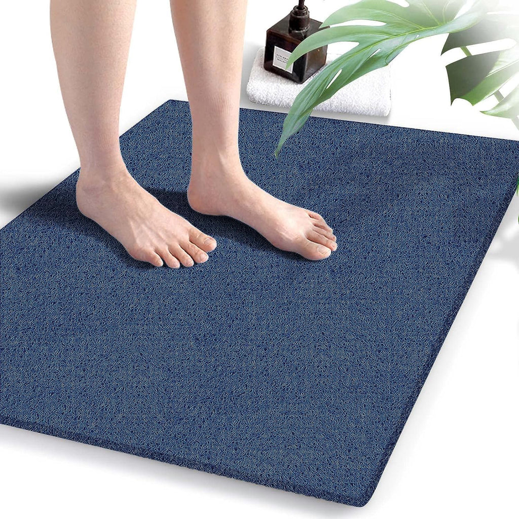 Eyrmat Non-Slip Shower Mat, No Suction Cups, PVC Loofah Material, Quick Drying, Grey, 15.7 x 36 Inches