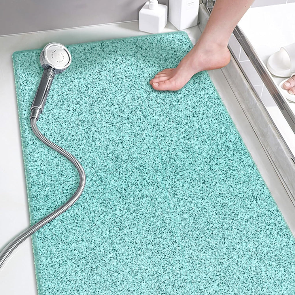 Eyrmat Non-Slip Shower Mat, No Suction Cups, PVC Loofah Material, Quick Drying, Grey, 15.7 x 36 Inches